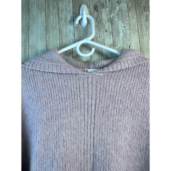 Zara Oversized Hooded Sweater  S Lavender Purple‎ Wool Alpaca Wide Sleeve - Picture 7 of 12